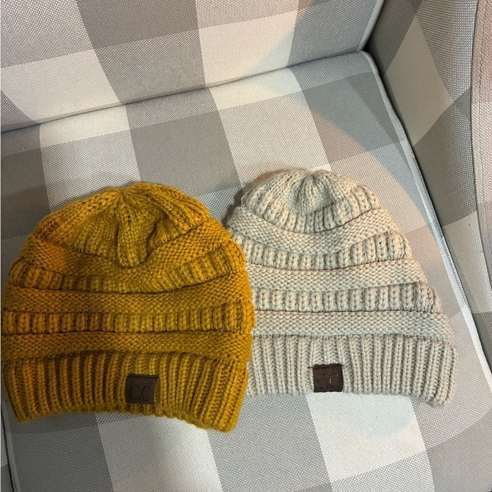C.C Exclusive Beanie Duo - Mustard and Cream